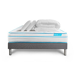 Bodycare Pack 140x190 matelas BodyMax + sommier kit gris + Couette 240x220cm + 2 oreillers 60x40cm