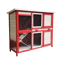 Helloshop26 Clapier à lapins cage de rongeurs cabane pour petits animaux étable jardin 117,5 cm rouge 16_0002239