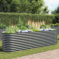 vidaXL Lit surélevé de jardin 320x80x81 cm Acier galvanisé Gris