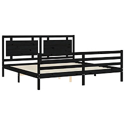 Maison Chic Lit adulte - Cadre Structure de lit avec tête de lit Contemporain noir 200x200 cm bois massif -MN74661 pas cher