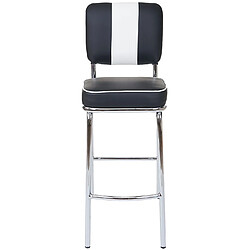 Avis Mendler 2x tabouret de bar Avellino, chaise de comptoir, design rétro des années 50, similicuir ~ noir / blanc