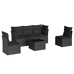 vidaXL Salon de jardin 6 pcs avec coussins noir résine tressée