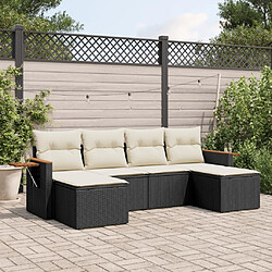 Maison Chic Ensemble Tables et chaises d'extérieur 6pcs avec coussins,Salon de jardin noir résine tressée -GKD949957