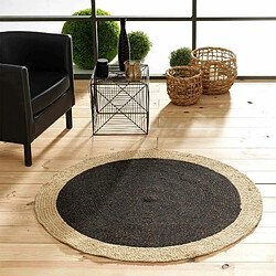 Paris Prix Tapis Déco Rond en Jute Mario 120cm Noir & Or pas cher