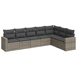 Maison Chic Salon de jardin avec coussins 7 pcs | Ensemble de Table et chaises | Mobilier d'Extérieur gris résine tressée -GKD47106