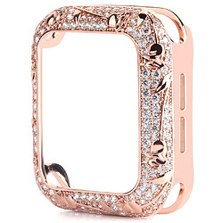 Coque en cuivre décor tulipe zircon, or rose pour votre Apple Watch SE 40mm/Series 6/5/4 40mm