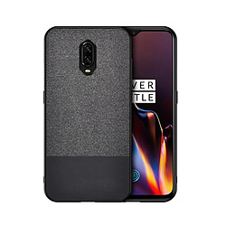 Wewoo Coque Housse de protection antichoc PU épissage + tissu pour OnePlus 7 noir