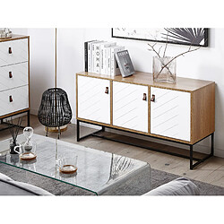 Beliani Commode effet bois clair et blanche 3 portes NUEVA