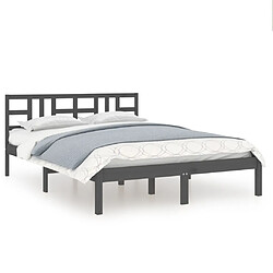 vidaXL Cadre de lit sans matelas gris 200x200 cm bois massif