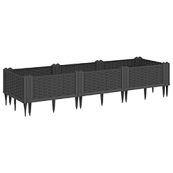 vidaXL Jardinière avec piquets noir 125x40x28,5 cm PP