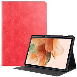 Etui en PU Texturé avec support et porte-stylo rouge pour votre Samsung Galaxy Tab S7 FE SM-T730/SM-T736