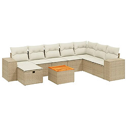 Maison Chic Salon de jardin avec coussins 9 pcs, Ensemble Tables et chaises de jardin, beige résine tressée -GKD176350