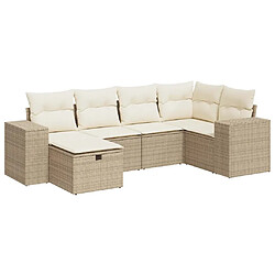 vidaXL Salon de jardin avec coussins 6 pcs beige résine tressée