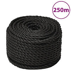 vidaXL Corde de travail Noir - 16 mm - 250 m Corde torsadée polypropylène - Diamètre 16 mm - Longueur 250 m - Résistance 1380 kg