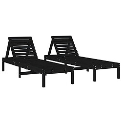 Maison Chic Lot de 2 Chaises longues | Transat Bain de soleil noir 199,5x60x74 cm bois massif de pin -GKD89616