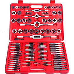 Helloshop26 Coffret tarauds et filières 111 pièces outils garage atelier bricolage rouge 3402105