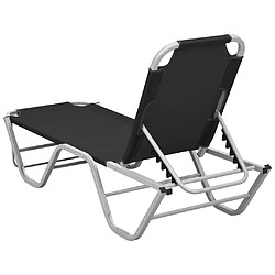 Acheter Helloshop26 Transat chaise longue bain de soleil lit de jardin terrasse meuble d'extérieur aluminium et textilène noir 02_0012254