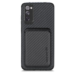 Coque en TPU + PU texture en fibre de carbone avec porte-carte noir pour votre Samsung Galaxy S20 FE 5G/4G/Galaxy S20 Lite