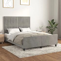 Maison Chic Lit adulte - Cadre Structure de lit avec tête de lit Contemporain Gris clair 140x190 cm Velours -MN31161