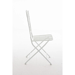 Decoshop26 Chaise de jardin pliable en fer forgé blanc MDJ10082