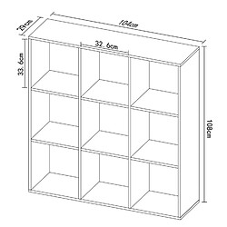 Toilinux Etagère 9 cases - 104x29x108cm - Blanc pas cher