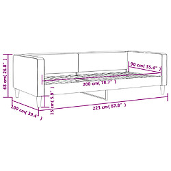 vidaXL Lit de repos sans matelas noir 90x200 cm tissu pas cher