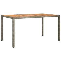 vidaXL Table de jardin 150x90x75 cm Résine tressée bois d'acacia Gris