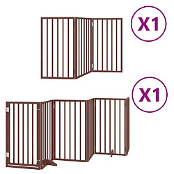 vidaXL Barrière pour chien porte pliable 9 panneaux bois de peuplier