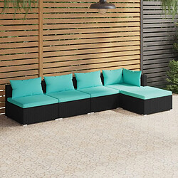 Maison Chic Salon de jardin 5 pcs + coussins - Mobilier/Meubles de jardin - Table et chaises d'extérieur Résine tressée Noir -MN20363