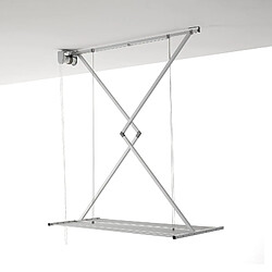 Foxydry Mini 120, Séchoir plafond vertical rétractable et pliable, Blanc 128x54x25 cm