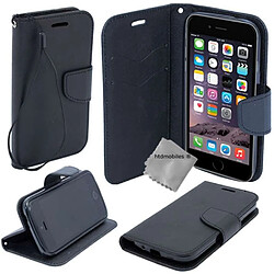 Htdmobiles Housse etui portefeuille pour Apple iPhone 5 / 5S + film ecran - NOIR / NOIR