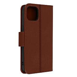 Avizar Etui Cuir premium IPhone 13 Mini Marron