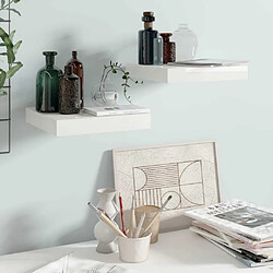 Maison Chic Lot de 2 Étagère murale flottante,Etagère de rangement Blanc brillant 23x23,5x3,8cm MDF -MN21487