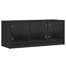 vidaXL Meuble TV avec portes en verre noir 102x37x42 cm