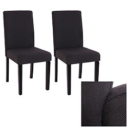 Mendler Lot de 2 chaises de séjour Littau ~ tissu noir, pieds foncés