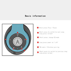 Avis GUPBOO Casque sans fil, casque stéréo sans fil pliable Hi-Fi, casque avec micro intégré, casque de jeu SD/TF