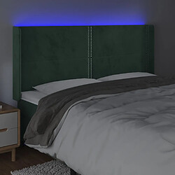 Avis vidaXL Tête de lit à LED Vert foncé 203x16x118/128 cm Velours