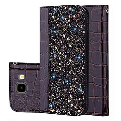 Wewoo Etui à rabat horizontal en cuir texturé glitter avec texture croco pour Galaxy J4 +, avec fentes pour cartes et support (Noir)