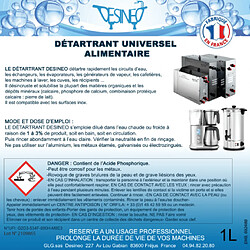 Avis Desineo Détartrant professionnel 1 Litre alimentaire polyvalent universel pour générateur de vapeur et cafetière, lave vaisselle etc