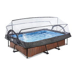 Piscine tubulaire Wood rectangulaire 2,20 x 1,50 x 0,65 m avec dôme - Exit Toys