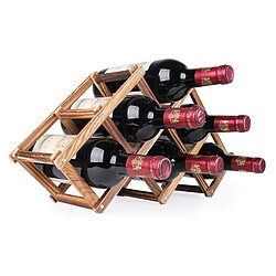 Wewoo Rangement de Cuisine 6 bouteilles racks support à vin pliable porte-vin en bois bar étagère d'affichage (cuisson au carbone)