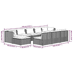 vidaXL Salon de jardin 10 pcs avec coussins marron résine tressée pas cher