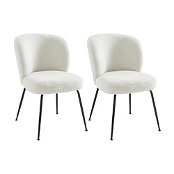 Vente-Unique Lot de 2 chaises en tissu bouclette et métal - Blanc - POLPONA