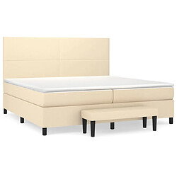 vidaXL Sommier à lattes de lit avec matelas Crème 200x200 cm Tissu