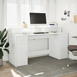 Avis vidaXL Bureau avec lumières LED blanc 160x55x91 cm bois d'ingénierie