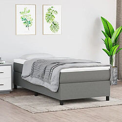 Maison Chic Lit Adulte - Lit simple Lit à sommier tapissier et matelas moelleux - Meuble de Chambre - Gris foncé 90x190 cm Tissu -MN41971