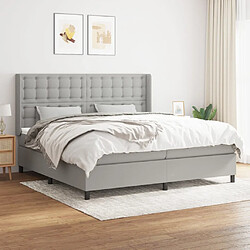 vidaXL Sommier à lattes de lit avec matelas Gris clair 200x200cm Tissu