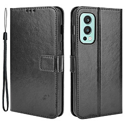 Htdmobiles Housse pour OnePlus Nord 2 5G - etui coque pochette portefeuille + verre trempe - NOIR