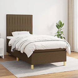 Maison Chic Structures de lit + matelas,Lit à sommier tapissier avec matelas Marron foncé 90x190 cm -MN96517