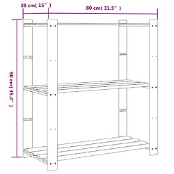 vidaXL Support de rangement à 3 niveaux gris 80x38x90 cm bois de pin pas cher